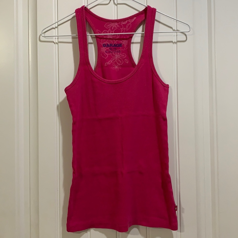Pink ribbed tank top